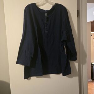 St. John's Bay Blue Buttoned Top